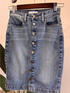 Fidelity Light Blue Button-Front Midi Denim Skirt